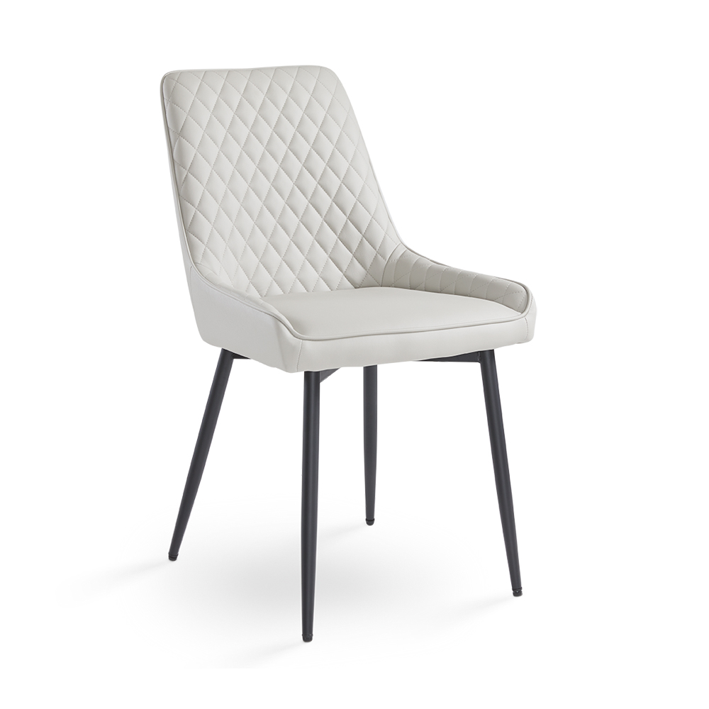 Emily Black Dining Chair: Light Grey Leatherette 